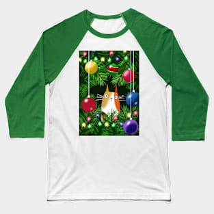 The Cat and the Christmas Tree Baseball T-Shirt